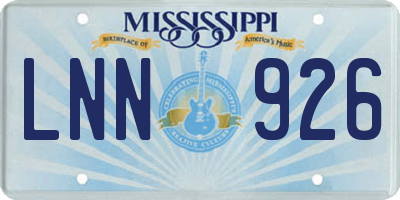 MS license plate LNN926