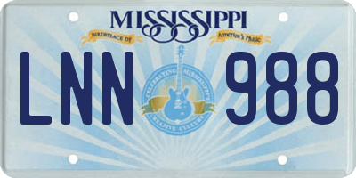 MS license plate LNN988