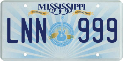 MS license plate LNN999