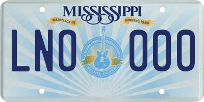 MS license plate LNO000