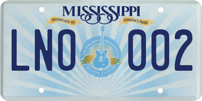MS license plate LNO002