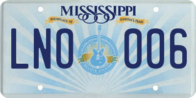 MS license plate LNO006