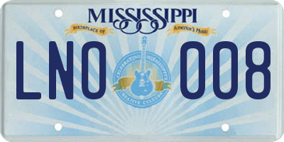 MS license plate LNO008