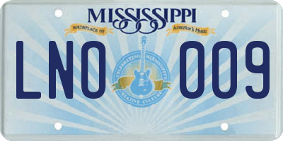 MS license plate LNO009