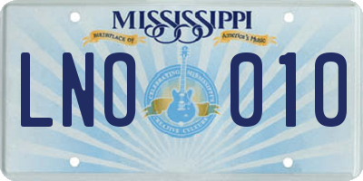 MS license plate LNO010