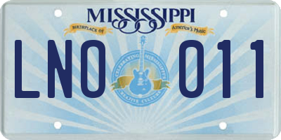 MS license plate LNO011