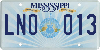 MS license plate LNO013
