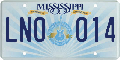 MS license plate LNO014