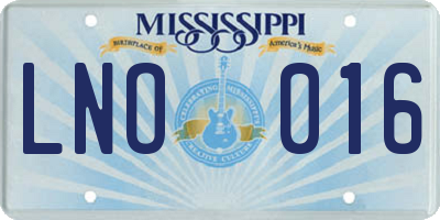 MS license plate LNO016