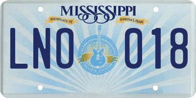 MS license plate LNO018