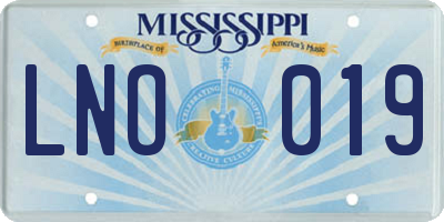 MS license plate LNO019