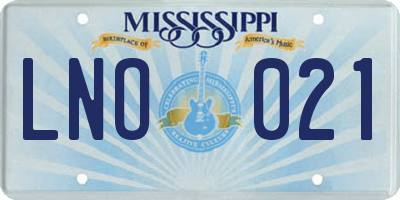 MS license plate LNO021