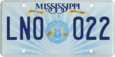 MS license plate LNO022
