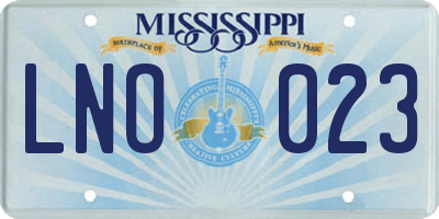MS license plate LNO023