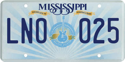MS license plate LNO025