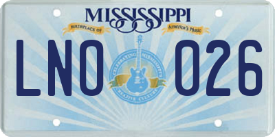 MS license plate LNO026