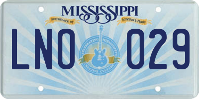 MS license plate LNO029