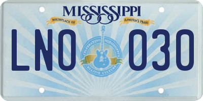 MS license plate LNO030