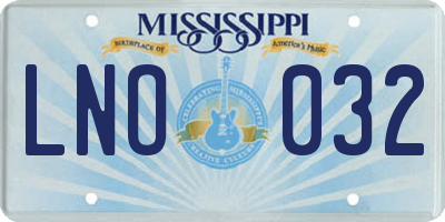 MS license plate LNO032