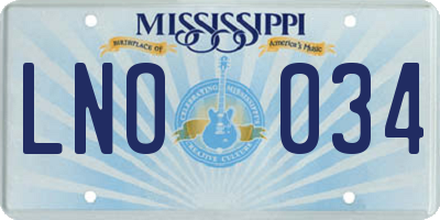 MS license plate LNO034