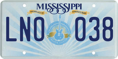 MS license plate LNO038