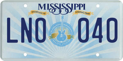 MS license plate LNO040