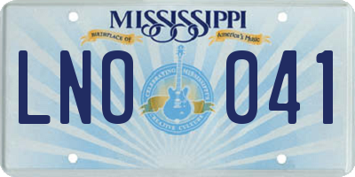 MS license plate LNO041