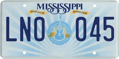 MS license plate LNO045