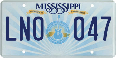 MS license plate LNO047