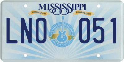 MS license plate LNO051