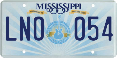 MS license plate LNO054