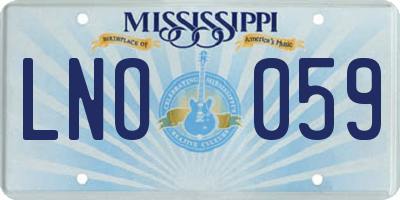 MS license plate LNO059