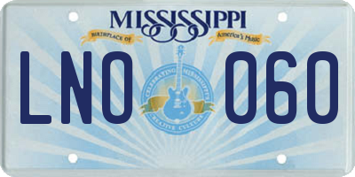MS license plate LNO060