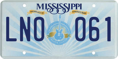 MS license plate LNO061
