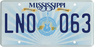 MS license plate LNO063