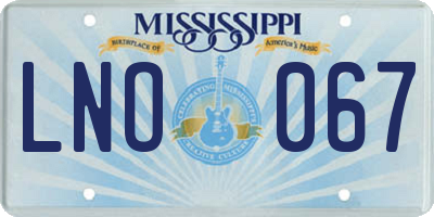 MS license plate LNO067