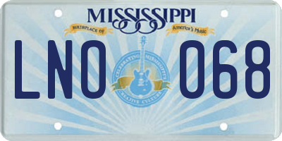 MS license plate LNO068