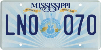 MS license plate LNO070