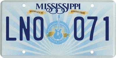 MS license plate LNO071