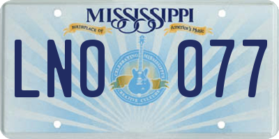 MS license plate LNO077