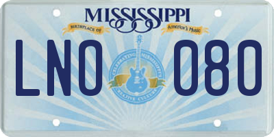 MS license plate LNO080