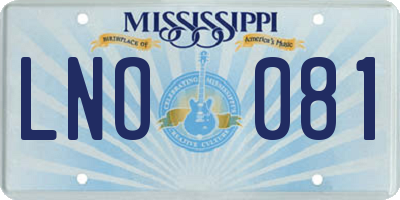 MS license plate LNO081