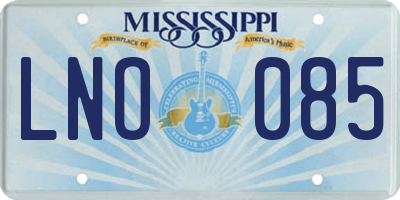 MS license plate LNO085