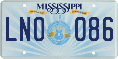 MS license plate LNO086