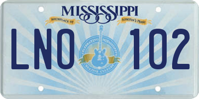 MS license plate LNO102