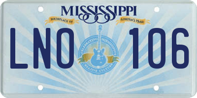 MS license plate LNO106