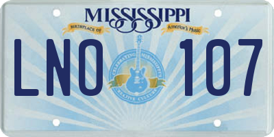 MS license plate LNO107