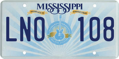 MS license plate LNO108