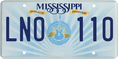 MS license plate LNO110