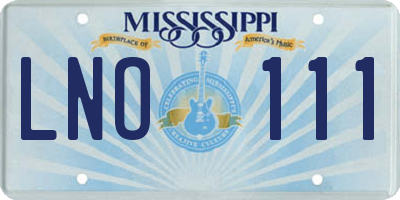 MS license plate LNO111